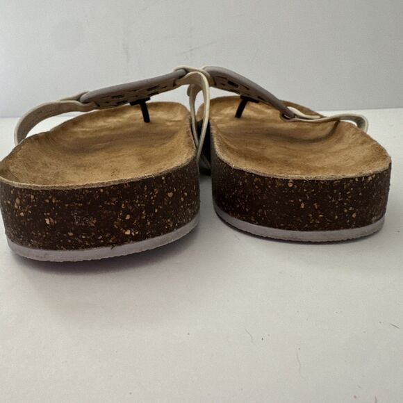 TORY BURCH Miller Cloud Thong Sandal Ivory White Leather Cork Footbed Size 12 - Picture 9 of 9